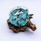 Molten Glass Chunky Ashtray / Candle Holder on Wood 23cm - Luna Panther