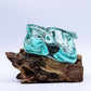 Molten Glass Chunky Ashtray / Candle Holder on Wood 23cm - Luna Panther