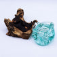 Molten Glass Chunky Ashtray / Candle Holder on Wood 23cm - Luna Panther