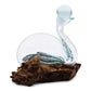 Molten Glass Duck Decanter on Wood with Stopper 19cm - Luna Panther