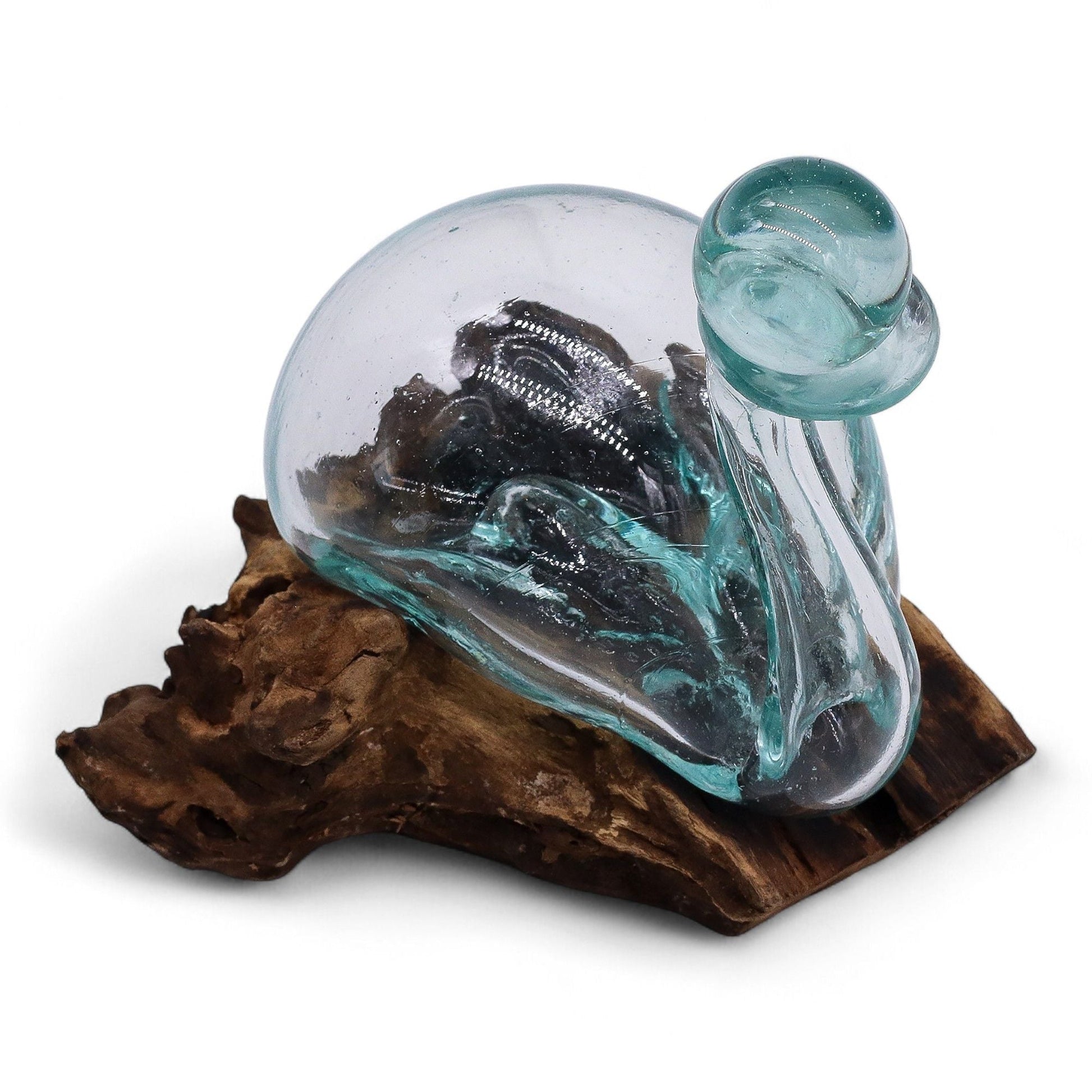 Molten Glass Duck Decanter on Wood with Stopper 19cm - Luna Panther