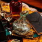 Molten Glass Fancy Mini Decanter on Wood 24cm - Luna Panther