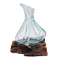 Molten Glass Fancy Mini Decanter on Wood 24cm - Luna Panther
