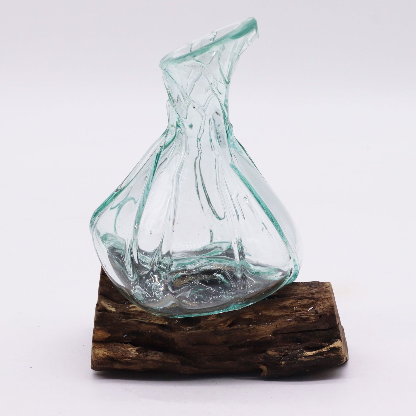 Molten Glass Fancy Mini Decanter on Wood 24cm - Luna Panther