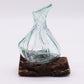 Molten Glass Fancy Mini Decanter on Wood 24cm - Luna Panther