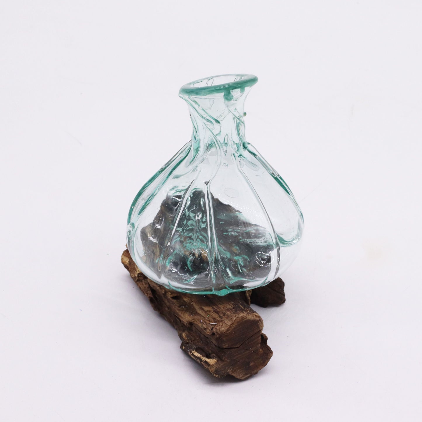 Molten Glass Fancy Mini Decanter on Wood 24cm - Luna Panther