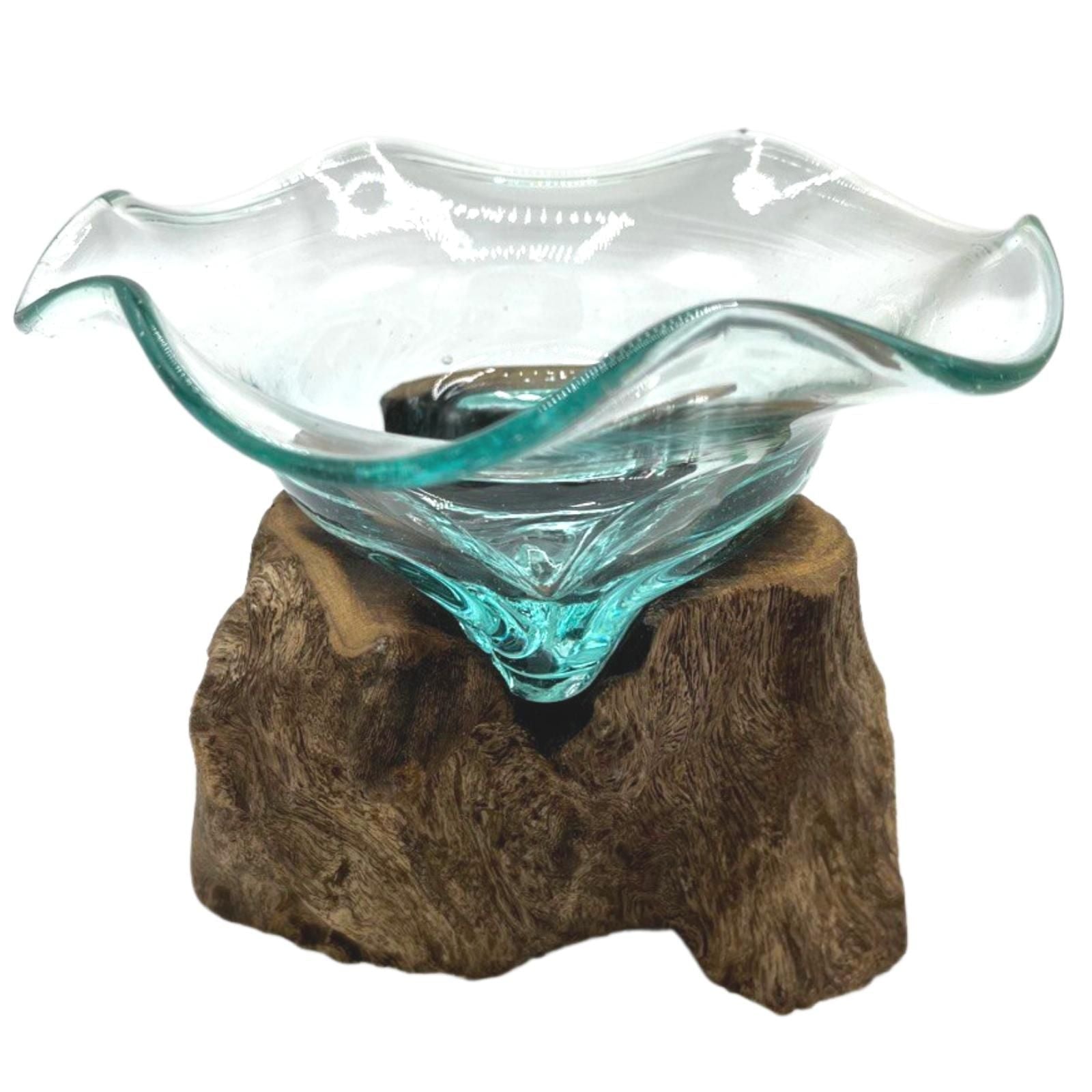Molten Glass Fancy Sweet Bowl on Wood - Luna Panther