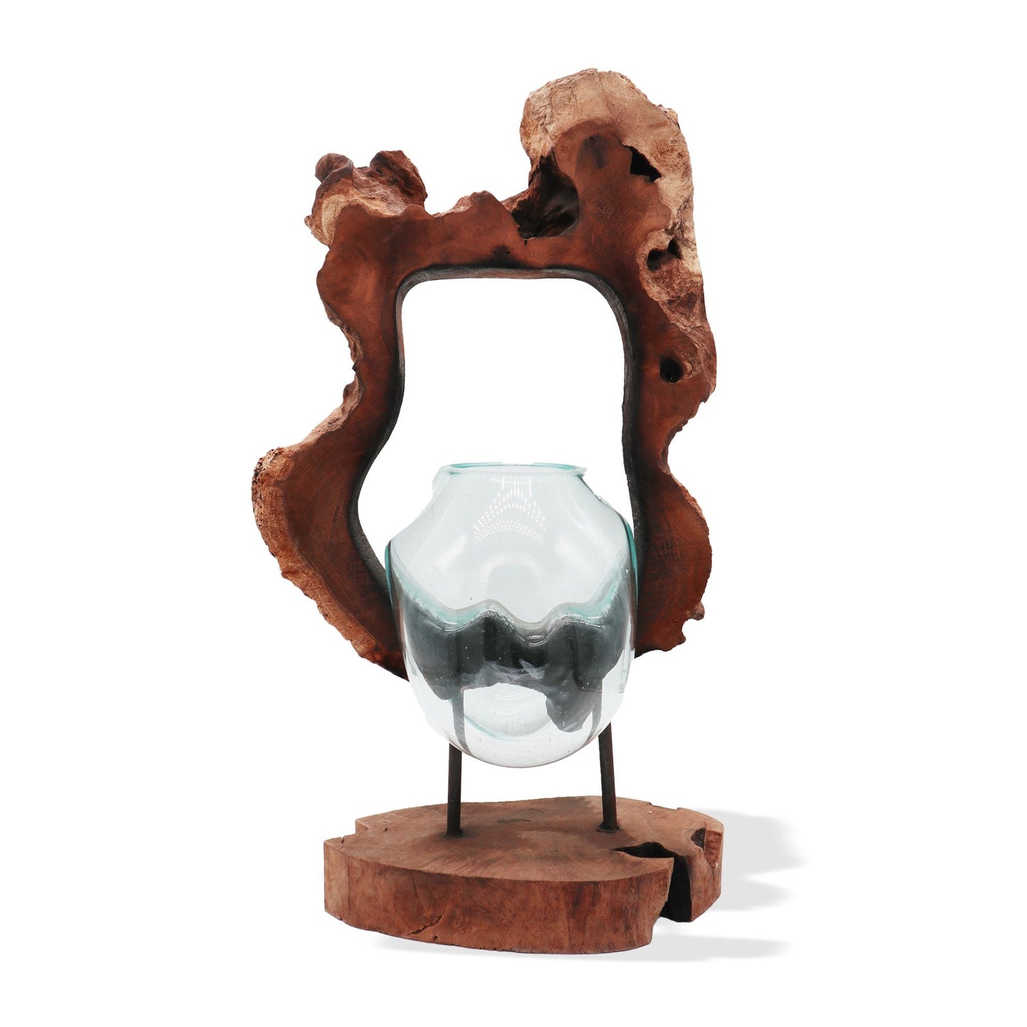 Molten Glass Hanging Art Vase on Wood - Luna Panther