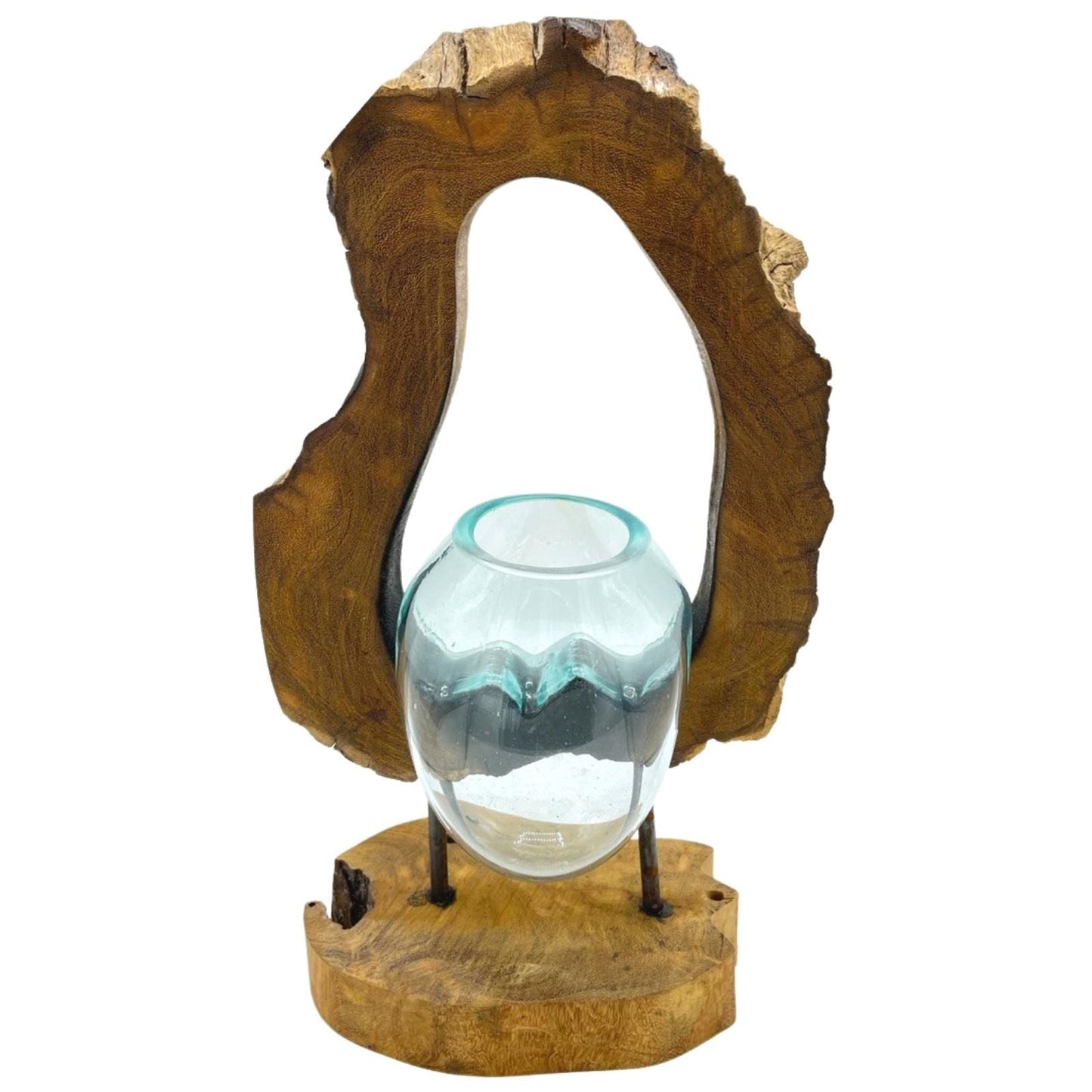 Molten Glass Hanging Art Vase on Wood - Luna Panther