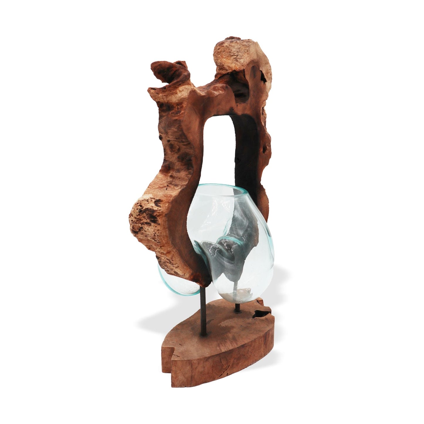 Molten Glass Hanging Art Vase on Wood - Luna Panther