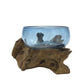 Molten Glass Mini Blue Bowl on Wood - Luna Panther