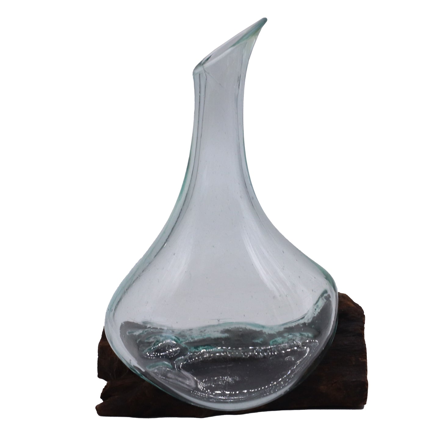 Molten Glass Mini Decanter on Wood 20cm - Luna Panther
