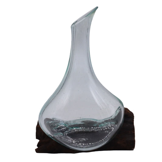 Molten Glass Mini Decanter on Wood 20cm - Luna Panther alternate view