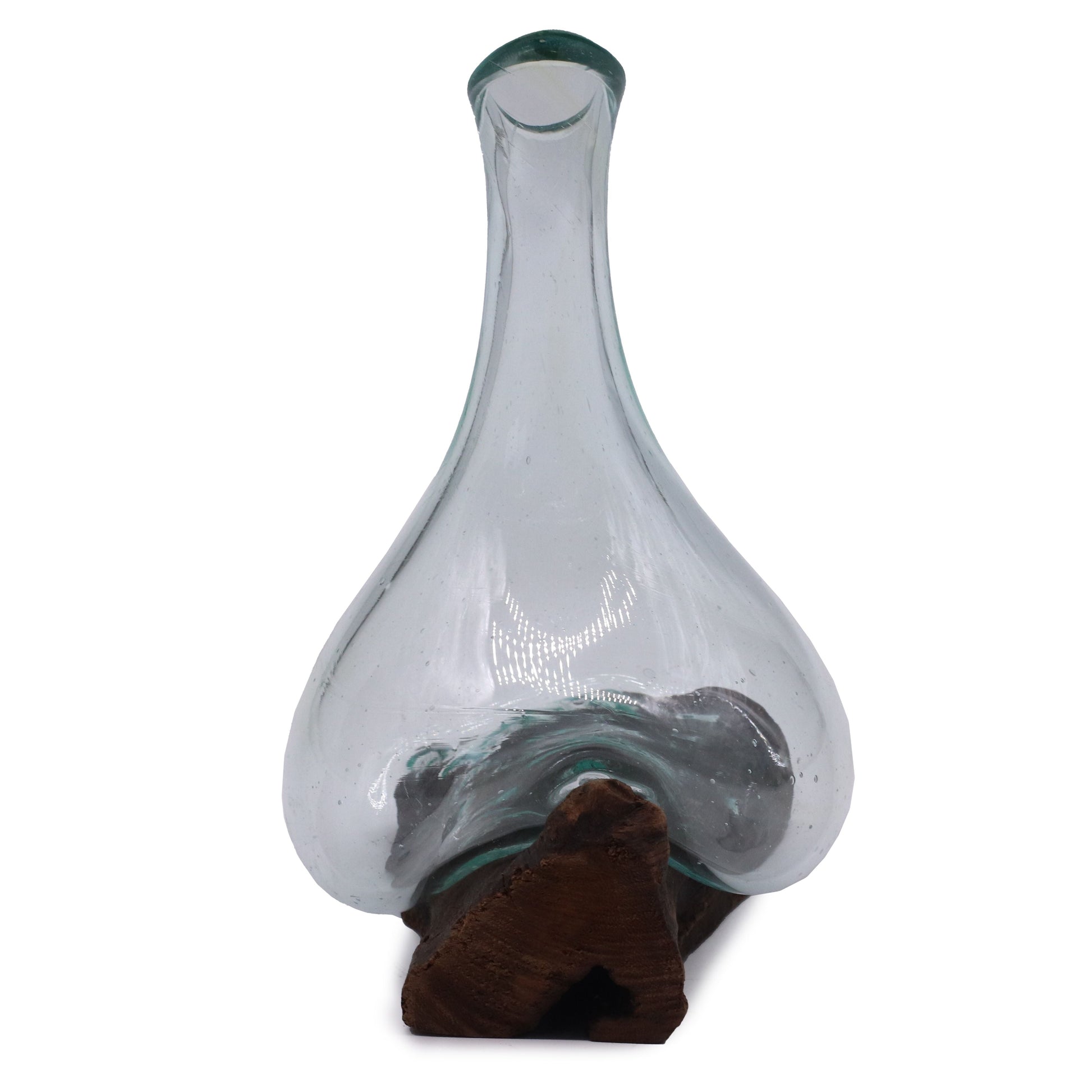 Molten Glass Mini Decanter on Wood 20cm - Luna Panther