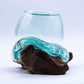 Molten Glass Mini Goldfish Bowl on Wood 20cm - Luna Panther