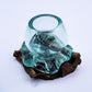 Molten Glass Mini Goldfish Bowl on Wood 20cm - Luna Panther
