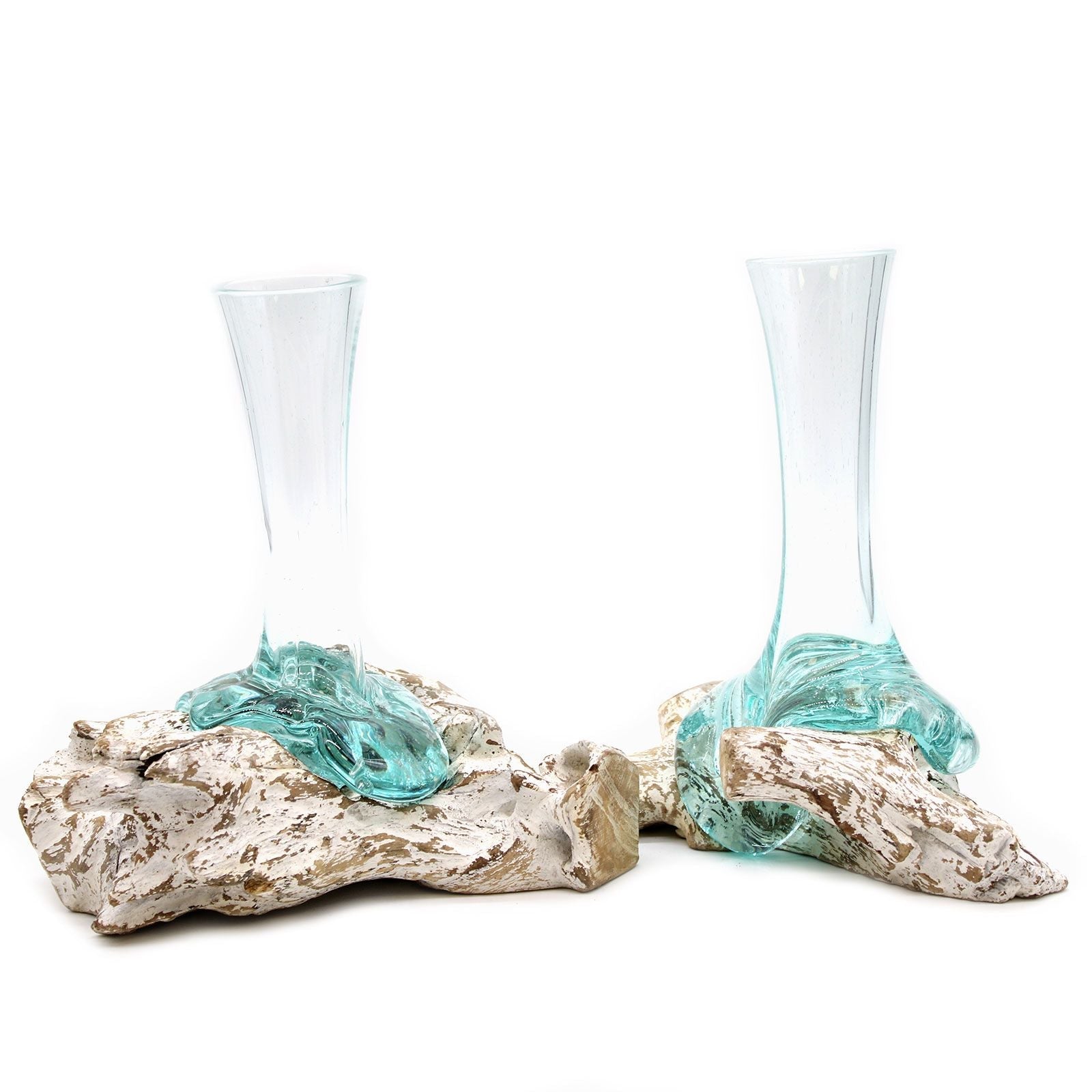 Molten Glass on Whitewash Wood - Vase - Medium - Luna Panther