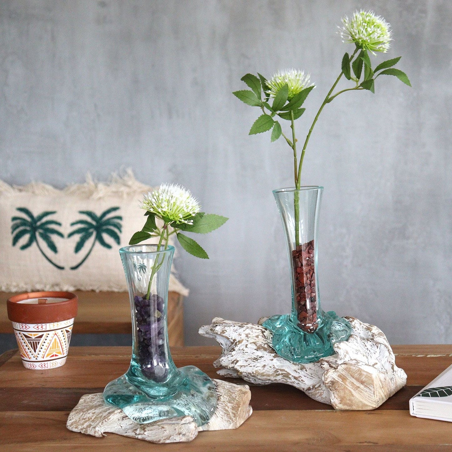 Molten Glass on Whitewash Wood - Vase - Medium - Luna Panther