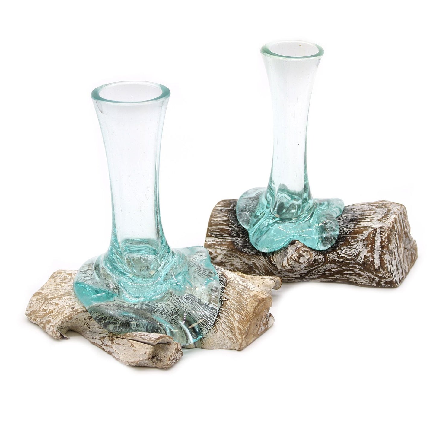 Molten Glass on Whitewash Wood - Vase - Small - Luna Panther
