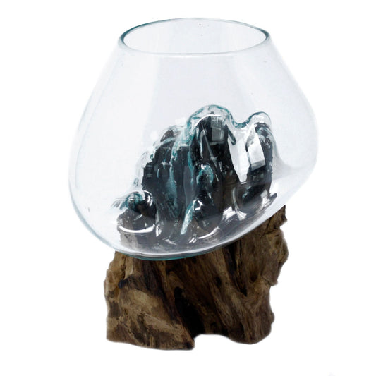 Molten Glass on Wood - Large Bowl - Luna Panther