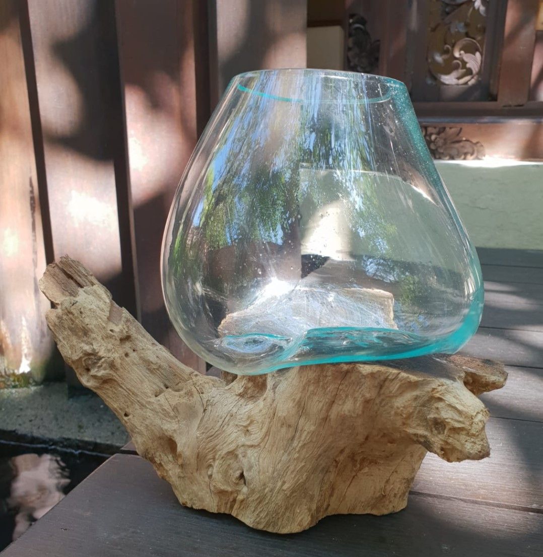 Molten Glass on Wood - Large Bowl - Luna Panther