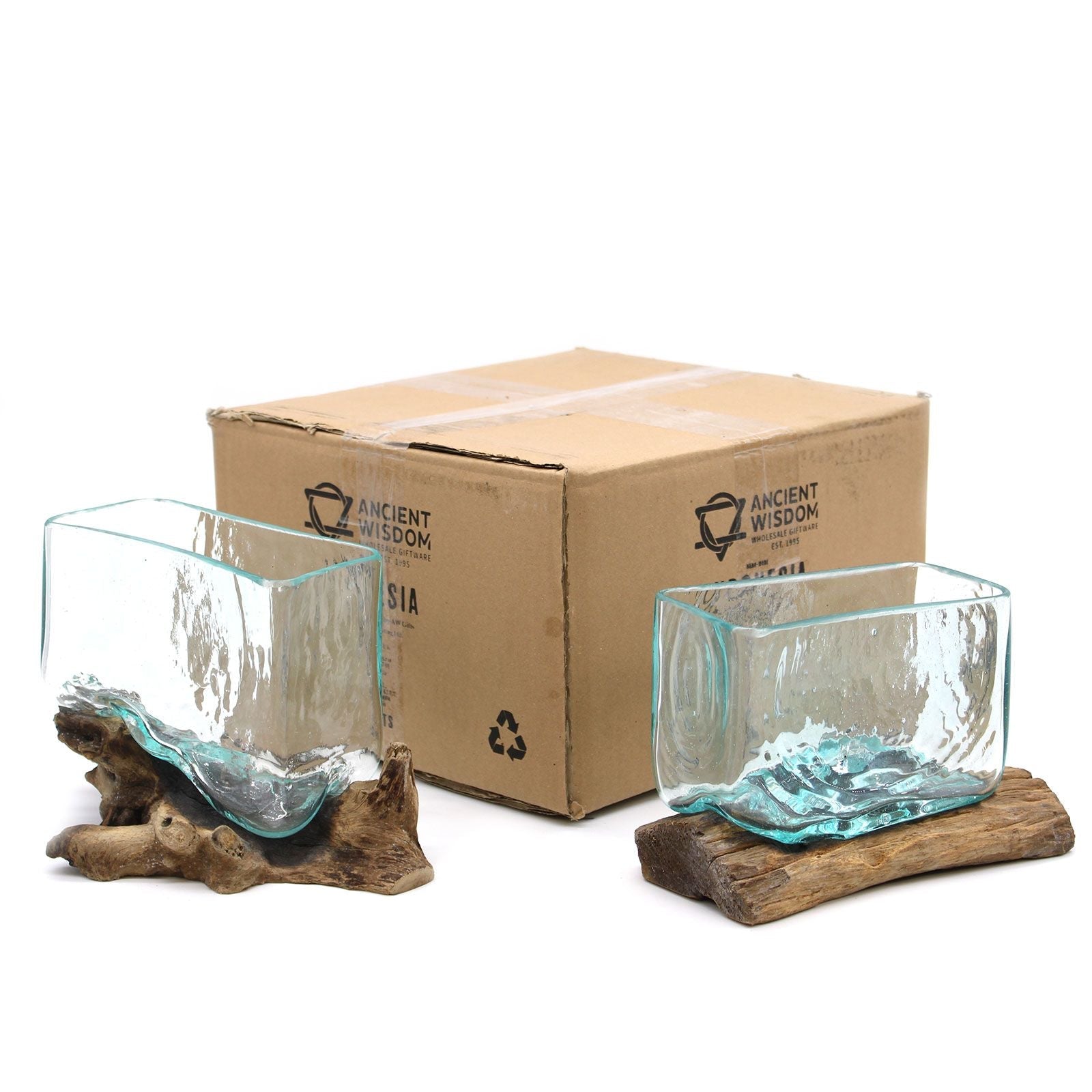 Molten Glass Tank on Wood with Stand - Medium Bowl - Luna Panther
