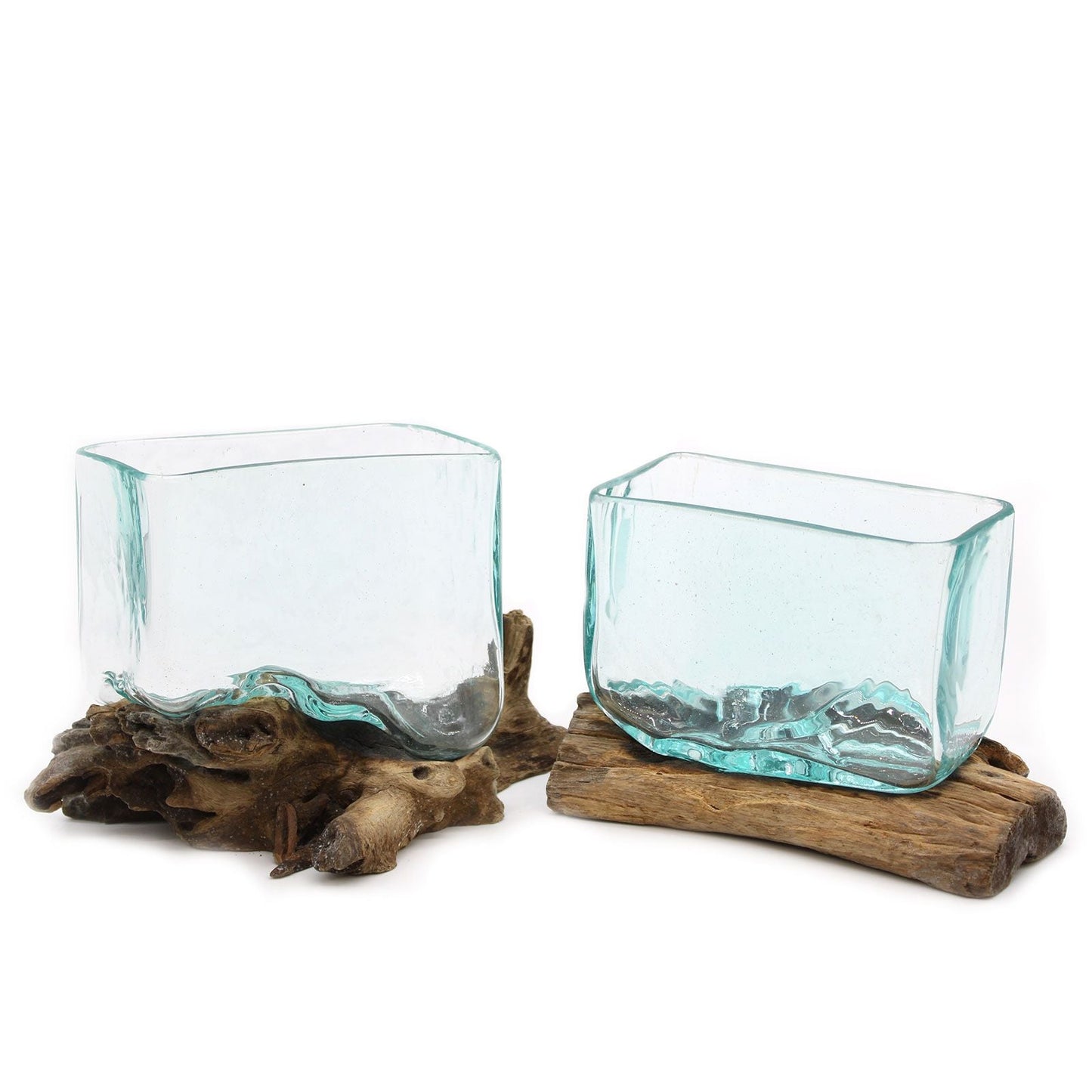 Molten Glass Tank on Wood with Stand - Medium Bowl - Luna Panther