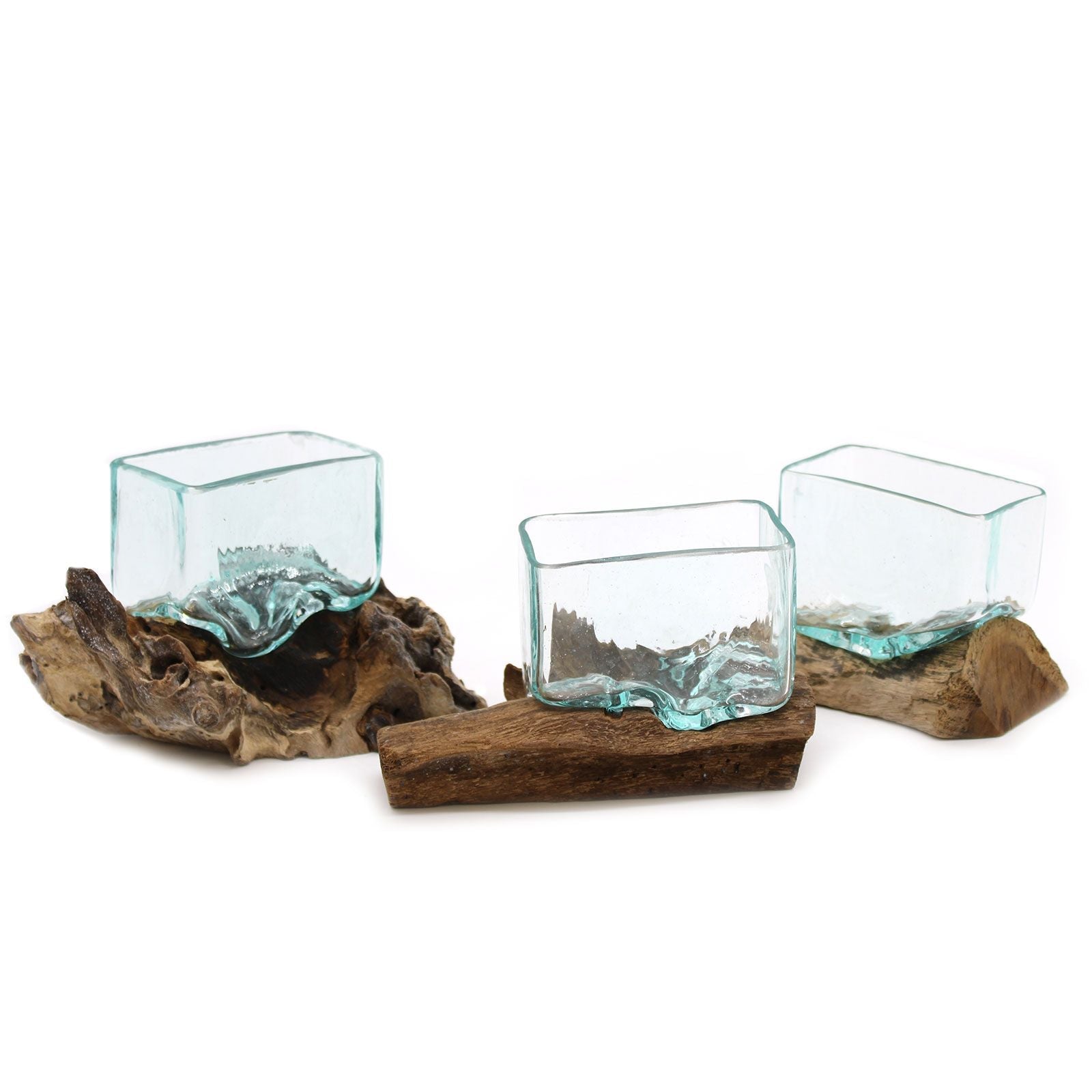Molten Glass Tank on Wood with Stand - Small Bowl - Luna Panther