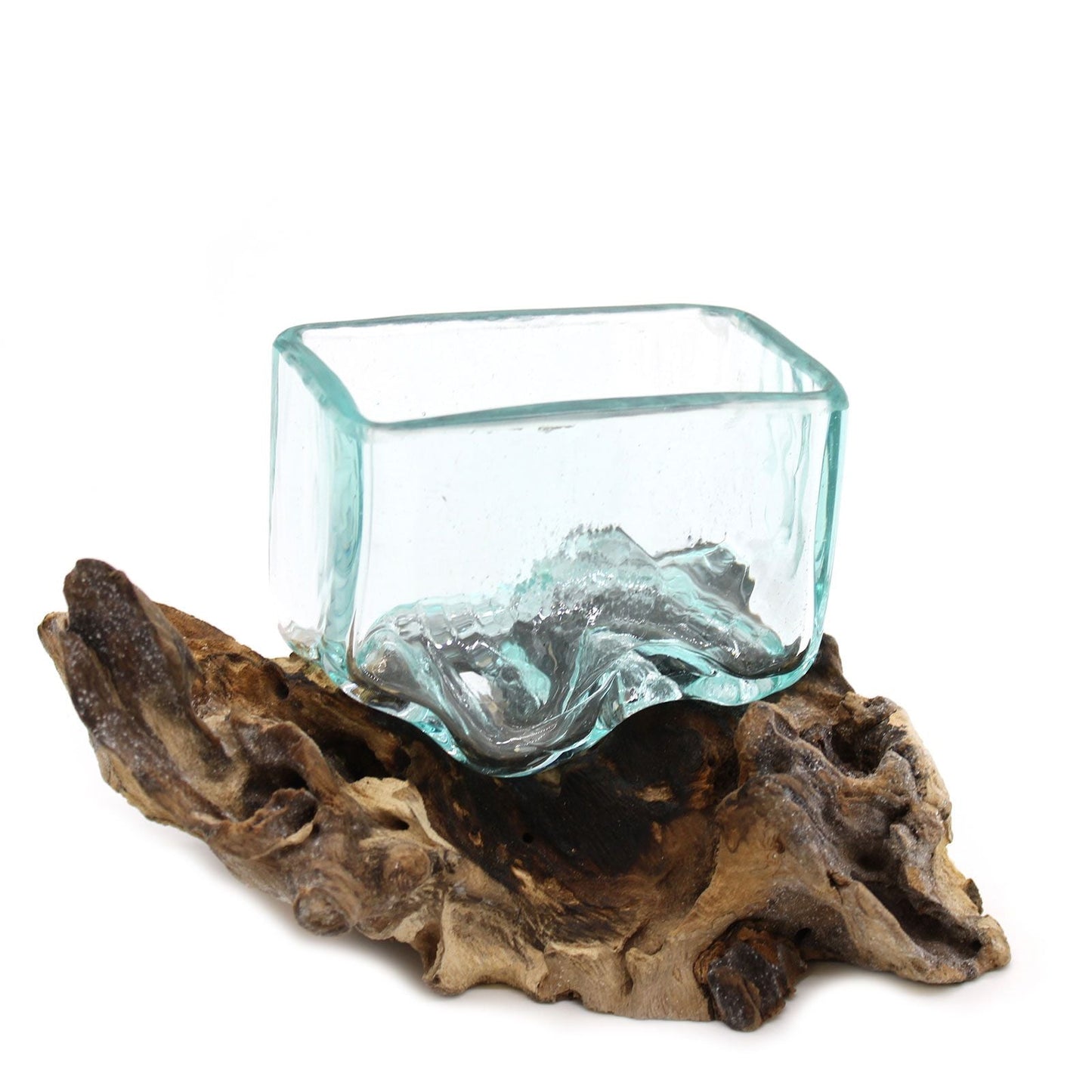 Molten Glass Tank on Wood with Stand - Small Bowl - Luna Panther