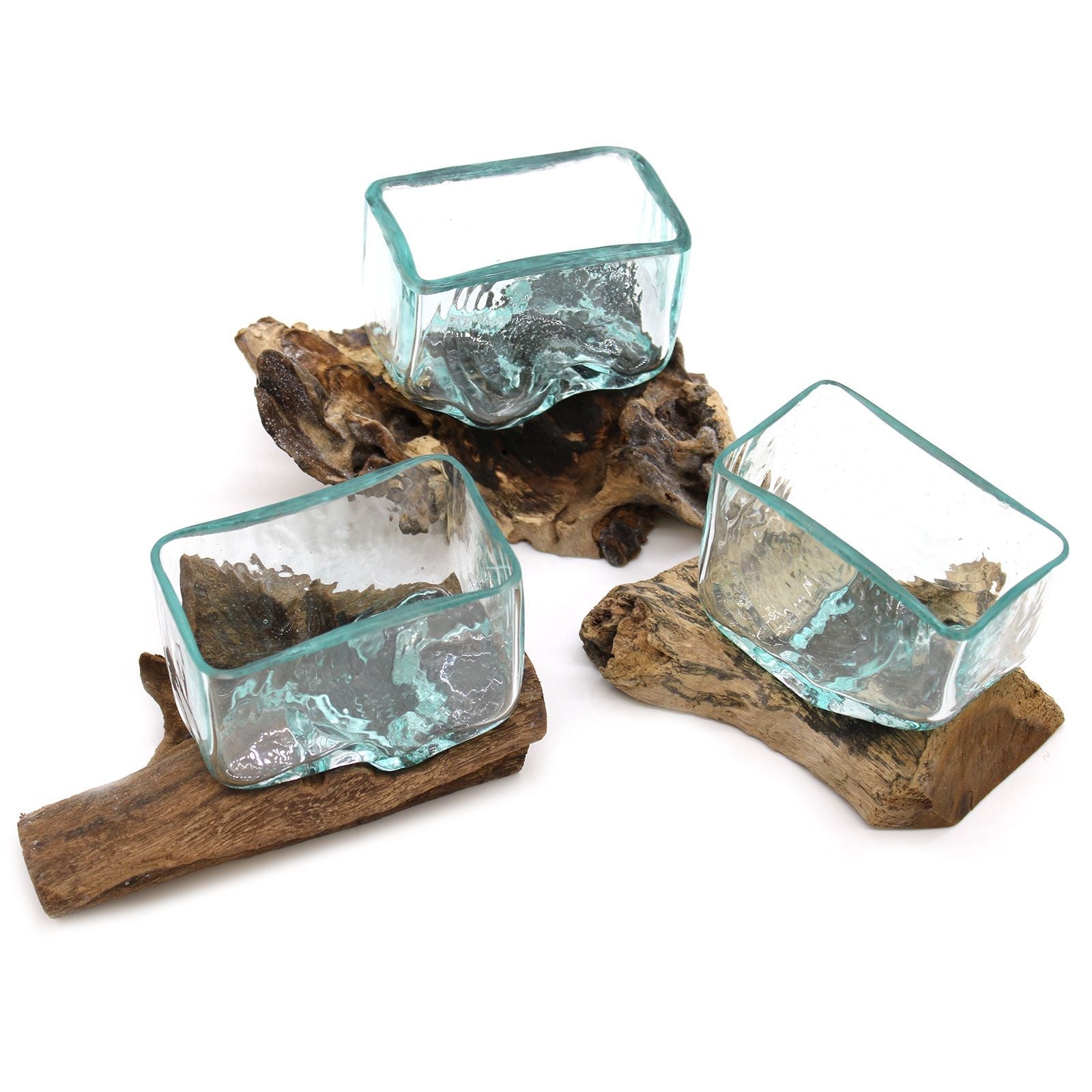 Molten Glass Tank on Wood with Stand - Small Bowl - Luna Panther