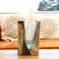 Molten Glass V - shaped Art Vase on Wood - Luna Panther