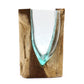 Molten Glass V - shaped Art Vase on Wood - Luna Panther