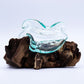 Molten Glass Wavy Bowl on Wood 18cm - Luna Panther