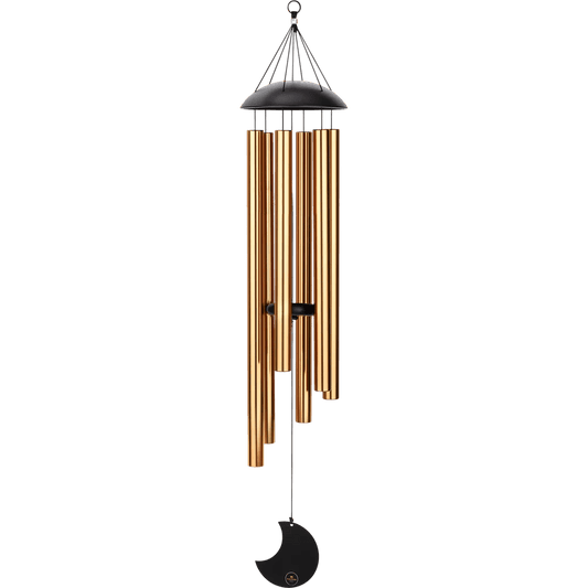 Polished Luna Panther Moon Meditation Chime 44" / 110 cm, 432 Hz, Round Arch, Bronze - MMC44B featuring natural patterning - Luna Panther