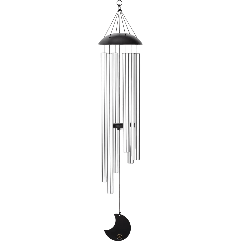 Polished Luna Panther Moon Meditation Chime 44" / 110 cm, 432 Hz, Round Arch, Silver - MMC44S featuring natural patterning - Luna Panther