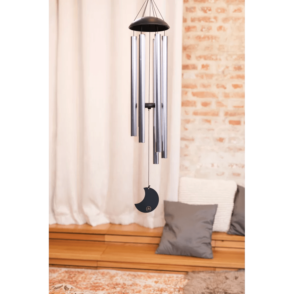 Polished Moon Meditation Chime 44 110 Cm 432 Hz Round Arch Silver Mmc44S featuring natural patterning and unique variations - Luna Panther