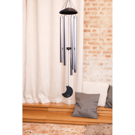 Polished Moon Meditation Chime 44 110 Cm 432 Hz Round Arch Silver Mmc44S featuring natural patterning and unique variations - Luna Panther alternate view