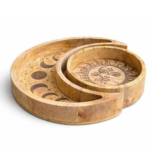 Moon Shaped Round Tray Set of 2 - Luna Panther