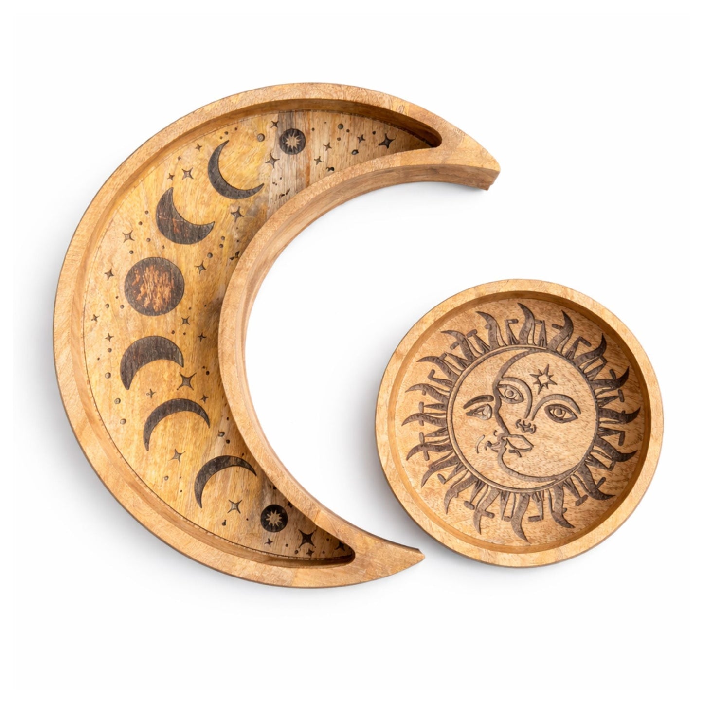 Moon Shaped Round Tray Set of 2 — decorative trays, image 3 of 5.