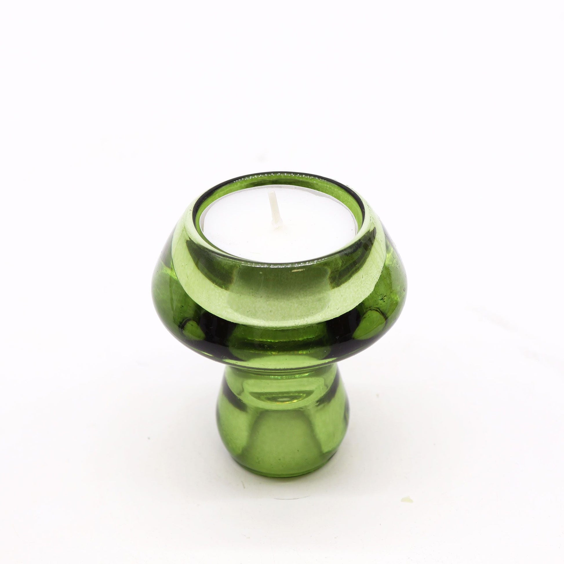 Polished Mushroom Flip Dinner Candle / Tealight Holder - Garden Jade featuring serene green tone and smooth polish - Luna Panther