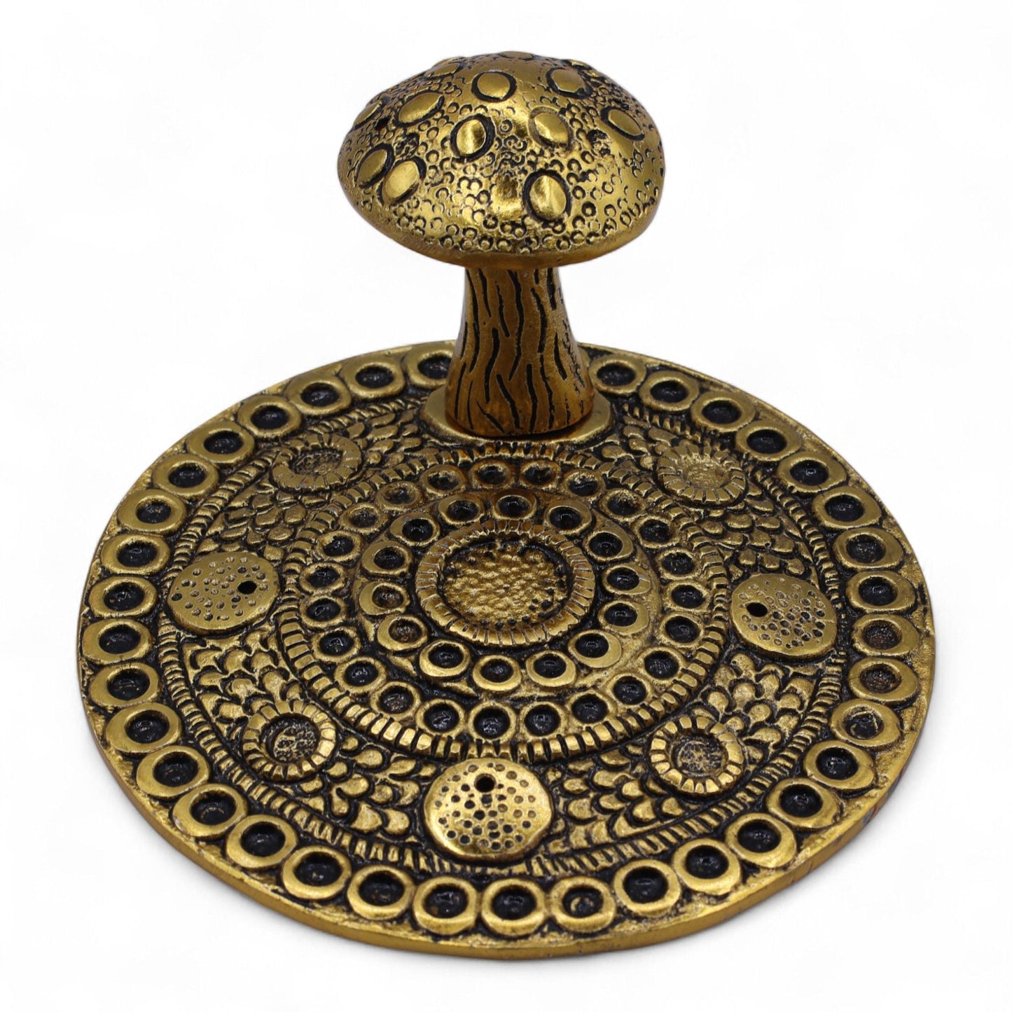 Mushroom Plate - Brass Effect - Incense Holder - Luna Panther