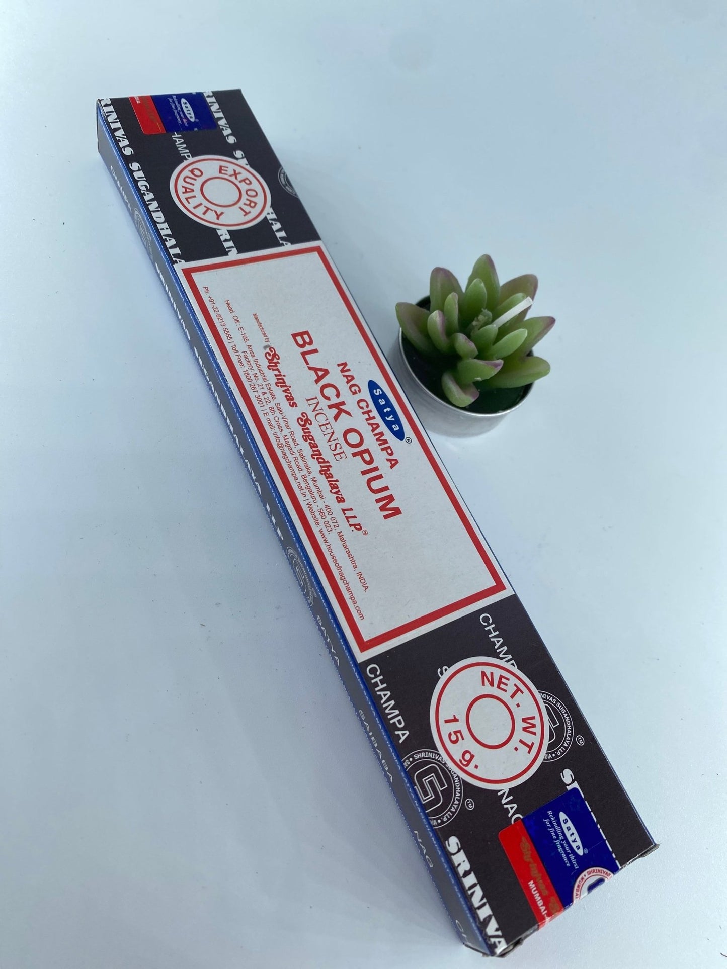 Polished Nag Champa Black Opium Incense - Satya featuring natural patterning and unique variations - Luna Panther