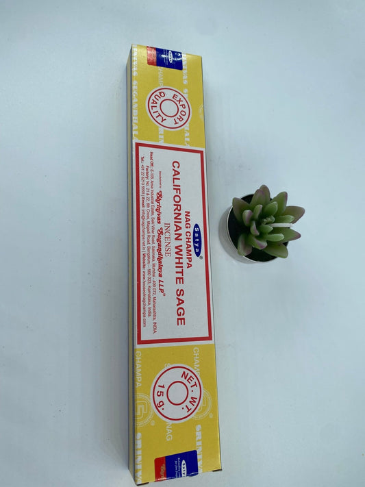 Polished Nag Champa Californian White Sage Incense - Satya featuring natural patterning and unique variations - Luna Panther