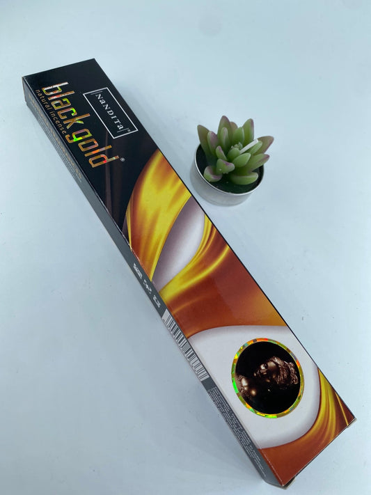 Polished Nandita Black Gold Incense featuring natural patterning and unique variations - Luna Panther