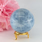 Polished Natural Blue Calcite Sphere (348g, 63mm) from Madagascar featuring soft blue tone and velvety translucence - Luna Panther