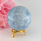 Polished Natural Blue Calcite Sphere (397g, 66mm) from Madagascar featuring soft blue tone and velvety translucence - Luna Panther