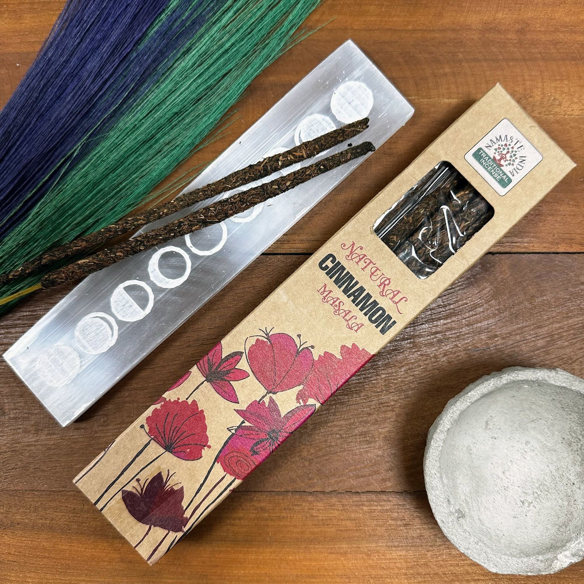 Polished Natural Botanical Masala Incense Cinnamon 1 featuring natural patterning and unique variations - Luna Panther