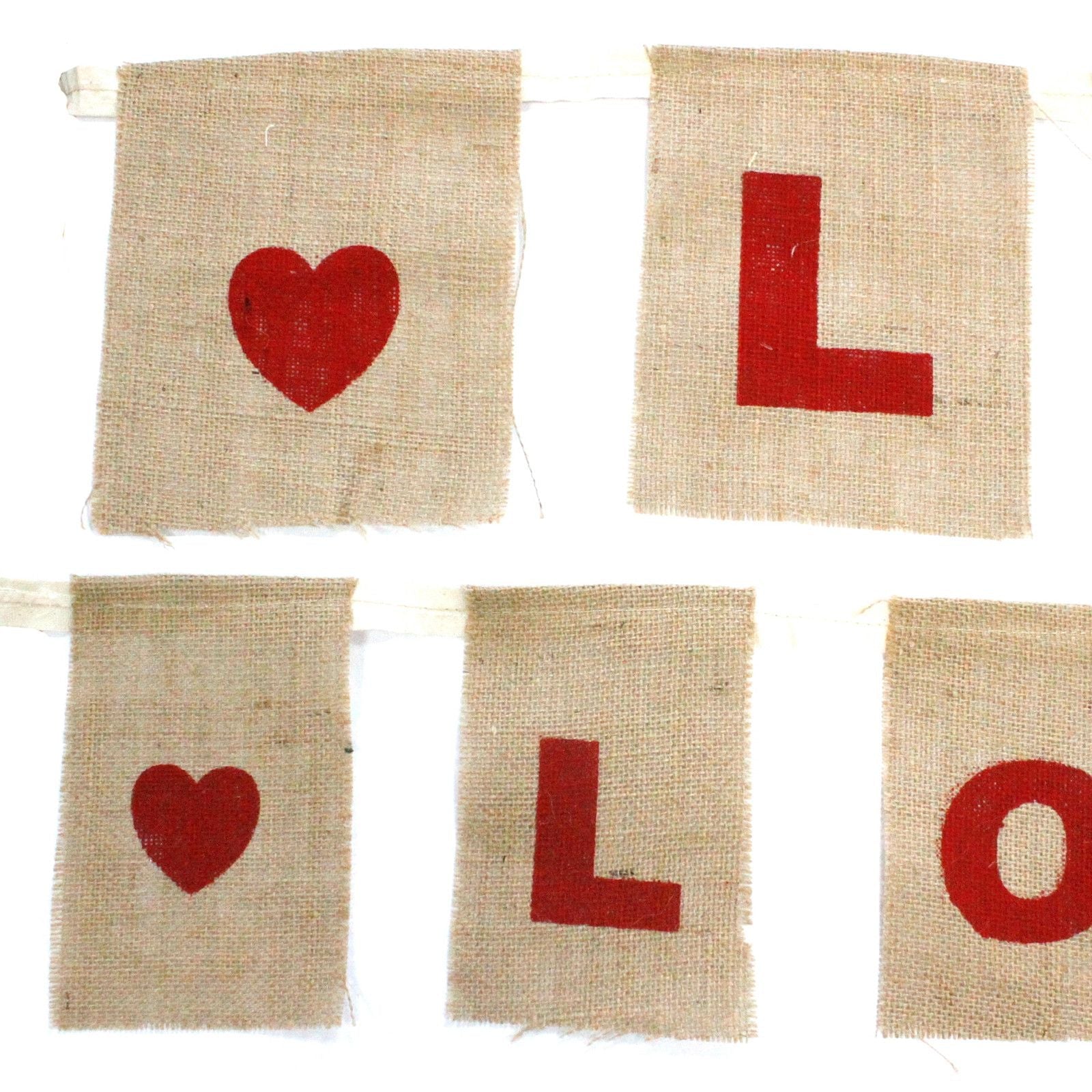 Natural Bunting I Love You (large with hearts) - Luna Panther