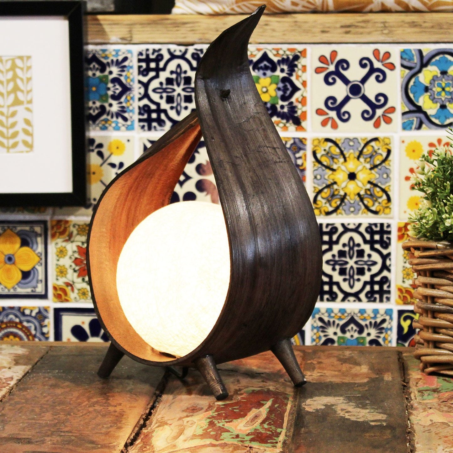 Natural Coconut Lamp - Chocolate Wrapover Twist - Luna Panther