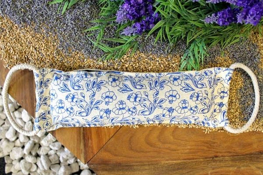 Polished Natural Cotton Wheat Bags - Blue featuring natural patterning and unique variations - Luna Panther